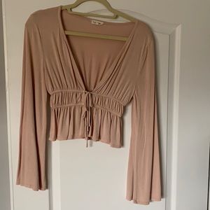 Urban Outfitters bell sleeve low cut sinched tie crop top